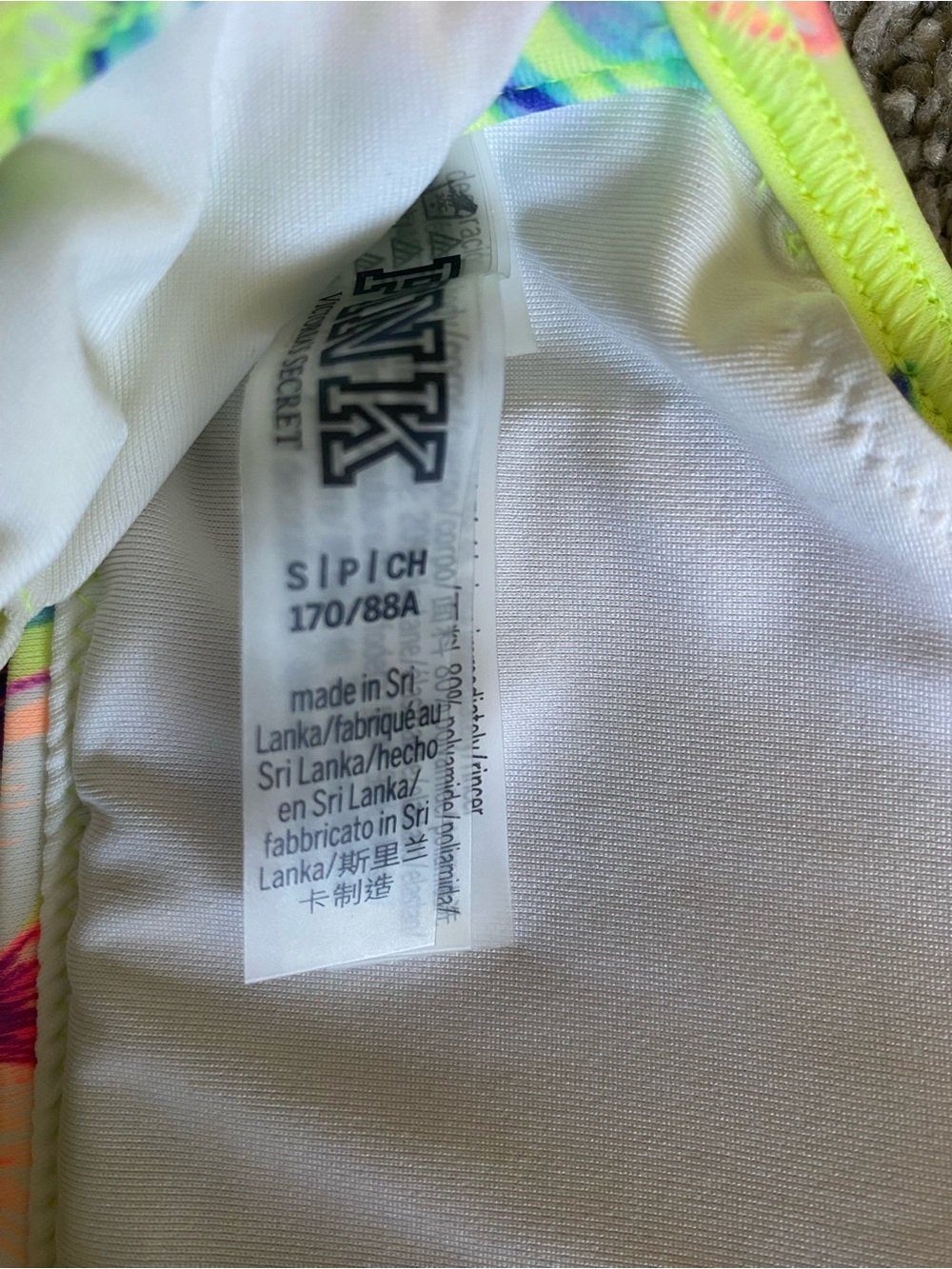 PINK Victoria's Secret Neon Yellow Floral Halter Bikini Top - Picture 5 of 5